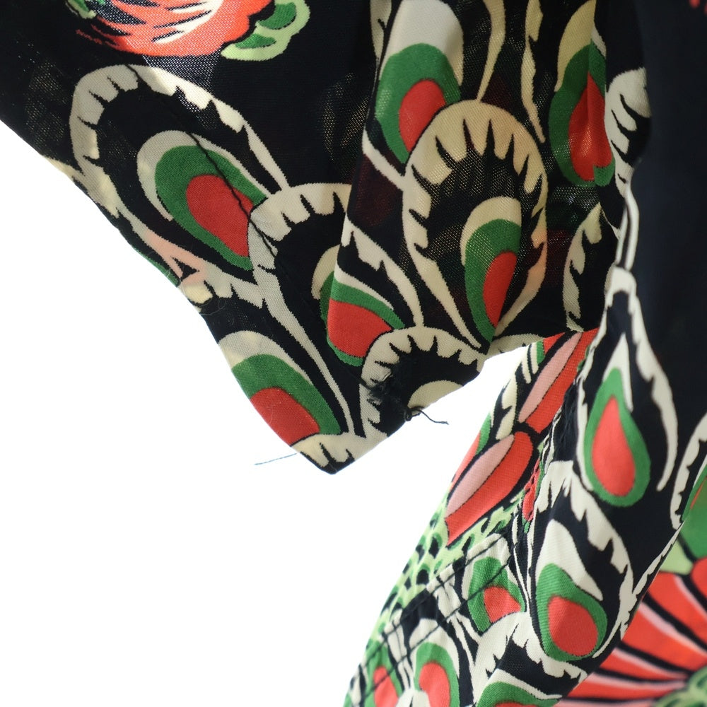 SUN SURF(サンサーフ) PEACOCK RAYON ALOHA SHIRT 孔雀柄プリント 半袖レーヨン アロハ オープンカラーシャツ ブラック/グリーン SS39428