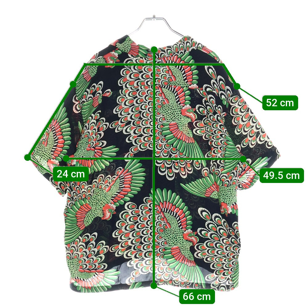 SUN SURF(サンサーフ) PEACOCK RAYON ALOHA SHIRT 孔雀柄プリント 半袖レーヨン アロハ オープンカラーシャツ ブラック/グリーン SS39428