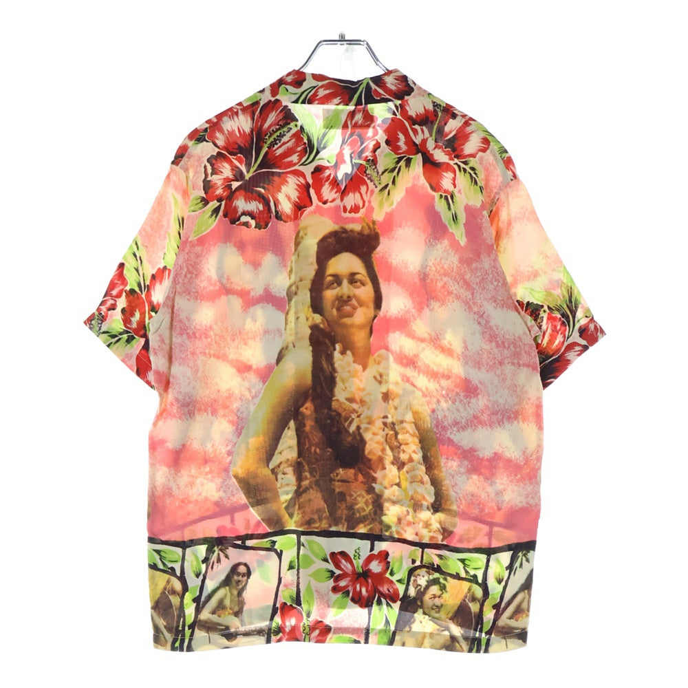 SUN SURF(サンサーフ) PHOTO HULA MODEL RAYON ALOHA SHIRT フォトフラモデル 総柄プリント 半袖レーヨン アロハ オープンカラーシャツ ピンク SS34660