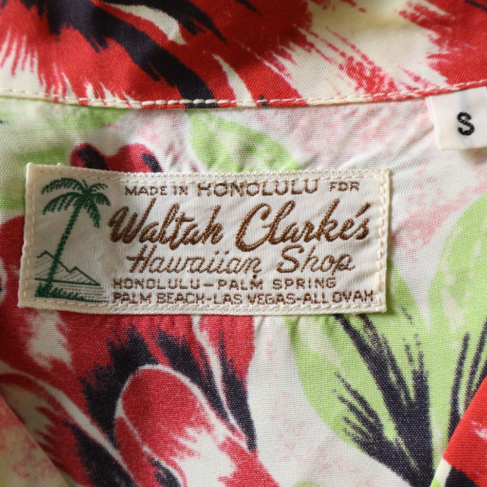 SUN SURF(サンサーフ) PHOTO HULA MODEL RAYON ALOHA SHIRT フォトフラモデル 総柄プリント 半袖レーヨン アロハ オープンカラーシャツ ピンク SS34660