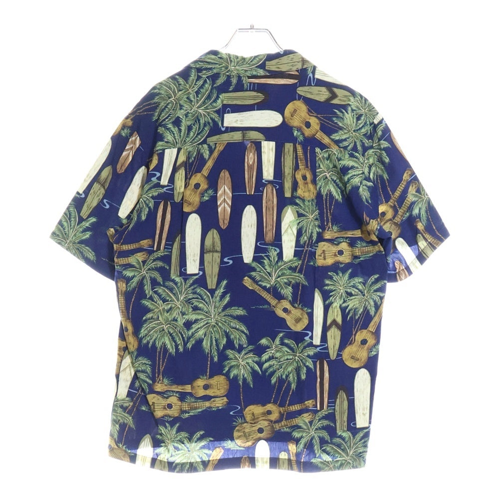 VINTAGE(ヴィンテージ) 90S VINTAGE DIAMOND HEAD RAYON ALOHA SHIRT ヴィンテージ ダイアモンドヘッド 総柄プリント ハワイ製 半袖レーヨン アロハ オープンカラーシャツ ネイビー