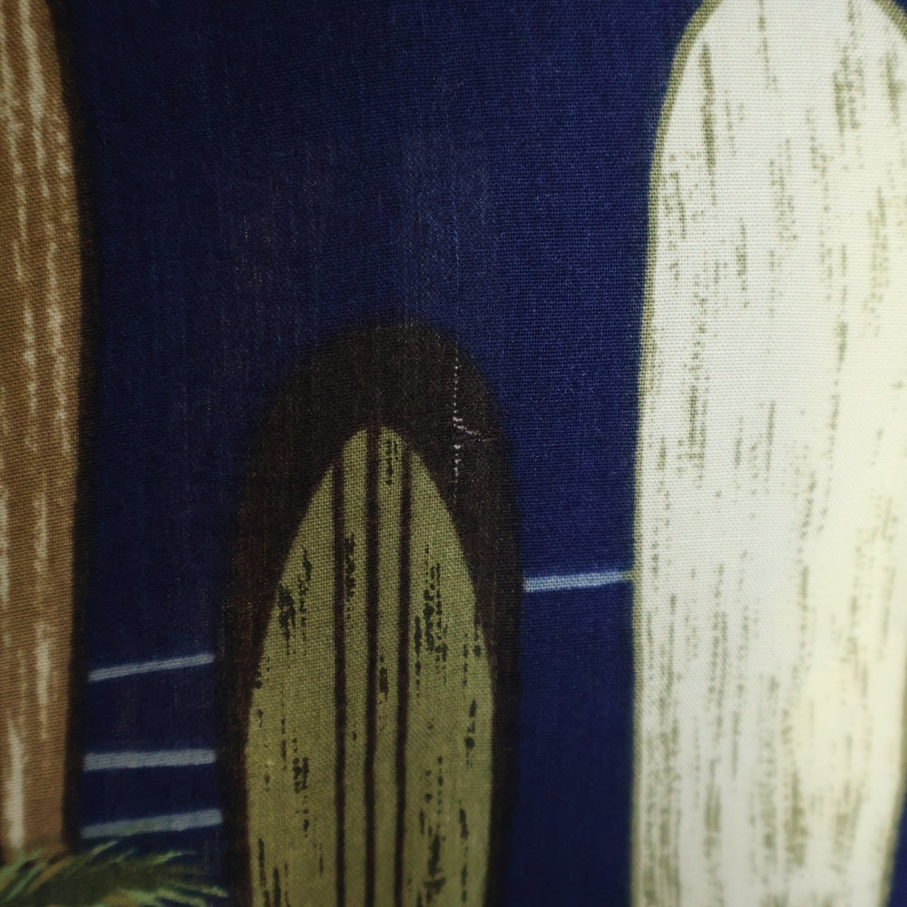 VINTAGE(ヴィンテージ) 90S VINTAGE DIAMOND HEAD RAYON ALOHA SHIRT ヴィンテージ ダイアモンドヘッド 総柄プリント ハワイ製 半袖レーヨン アロハ オープンカラーシャツ ネイビー
