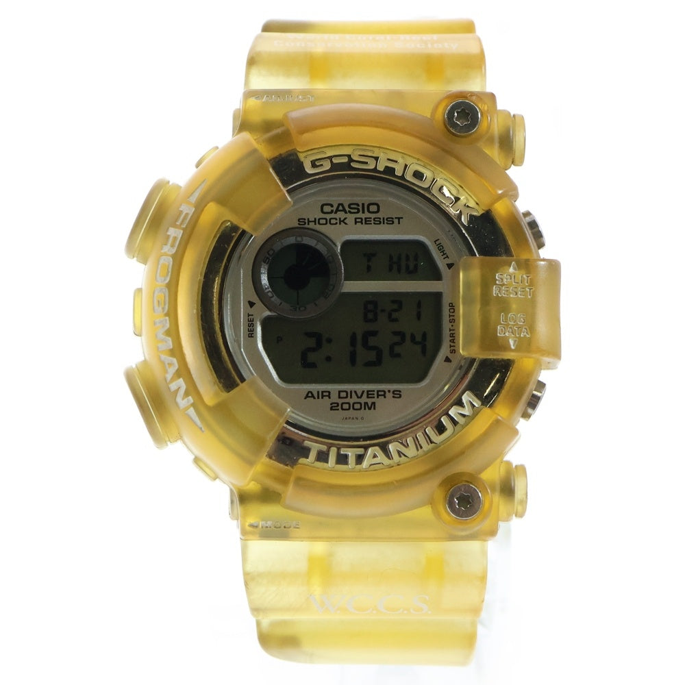 CASIO G-SHOCK(カシオ ジーショック) FROGMAN W.C.C.S. フロッグマン 国際サンゴ礁保護協会 デジタル 腕時計 クリアイエロー/シルバー DW-8201WC