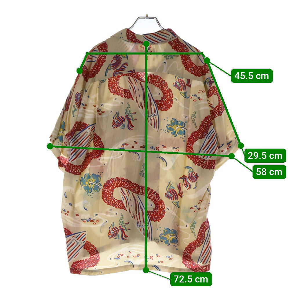 SUN SURF(サンサーフ) 90S VINTAGE RAYON ALOHA SHIRT ヴィンテージ 総柄プリント 半袖レーヨン アロハ オープンカラーシャツ ベージュ 311-M31053