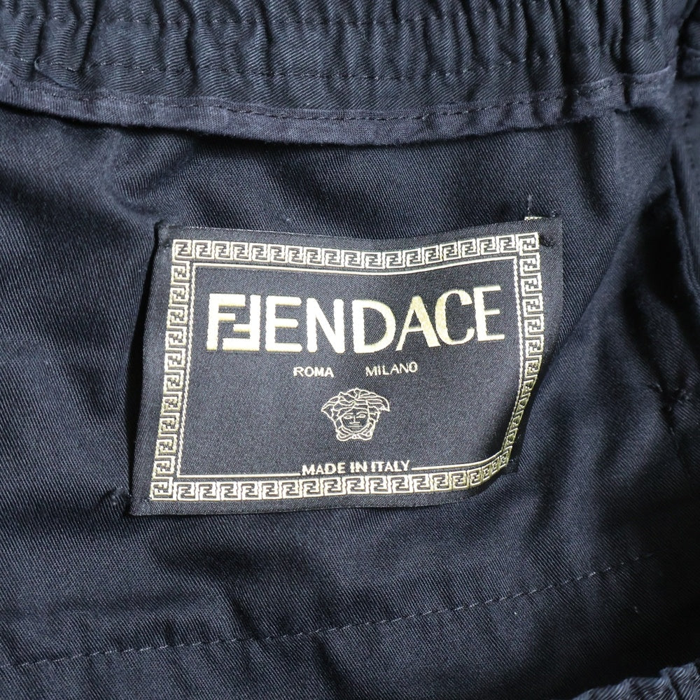 FENDI(フェンディ) ×VERSACE FENDACE ヴェルサーチ フェンダーチェ ズッカ サイドFFロゴライン トラックパンツ イージージョガーパンツ ブラック FB0787 AKC5