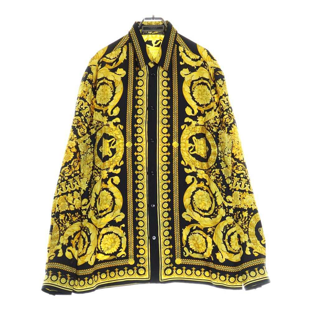 VERSACE(ヴェルサーチ) TRIBUTE BAROQUE SS 1992 SILK SHIRT トリビュート バロック総柄 長袖シルクシャツ ブラック/イエロー A80849 A226531