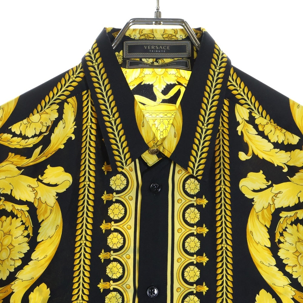 VERSACE(ヴェルサーチ) TRIBUTE BAROQUE SS 1992 SILK SHIRT トリビュート バロック総柄 長袖シルクシャツ ブラック/イエロー A80849 A226531