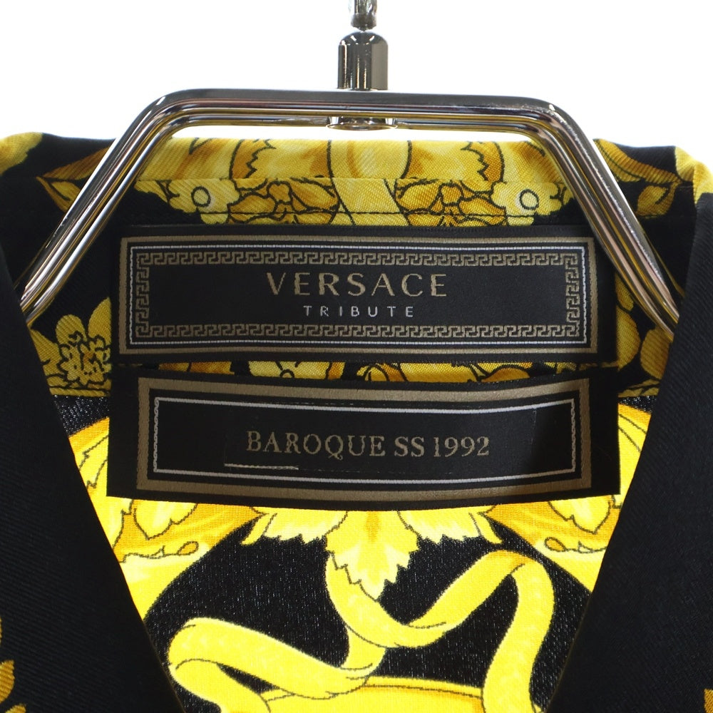 VERSACE(ヴェルサーチ) TRIBUTE BAROQUE SS 1992 SILK SHIRT トリビュート バロック総柄 長袖シルクシャツ ブラック/イエロー A80849 A226531