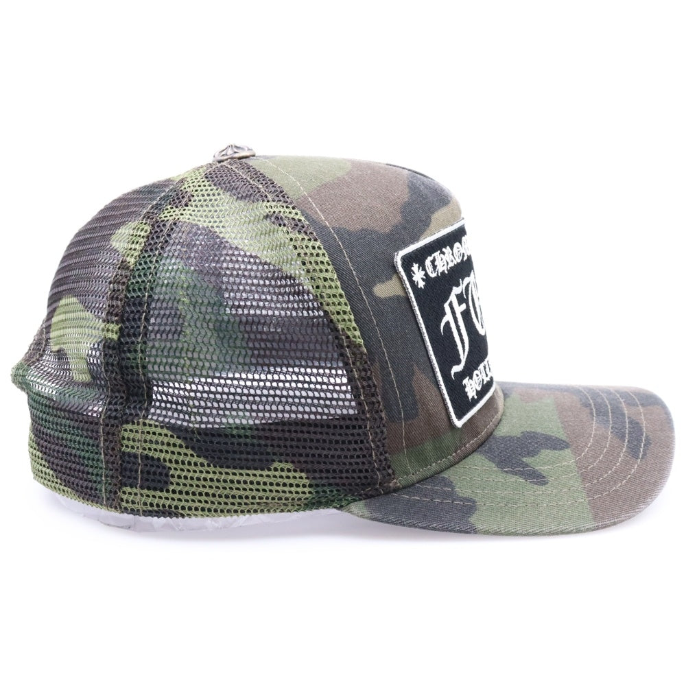 CHROME HEARTS(クロムハーツ) FUCK TRUCKER CAP CAMO FUCKパッチ カモ柄 クロスボール メッシュ トラッカーキャップ 帽子 カーキ