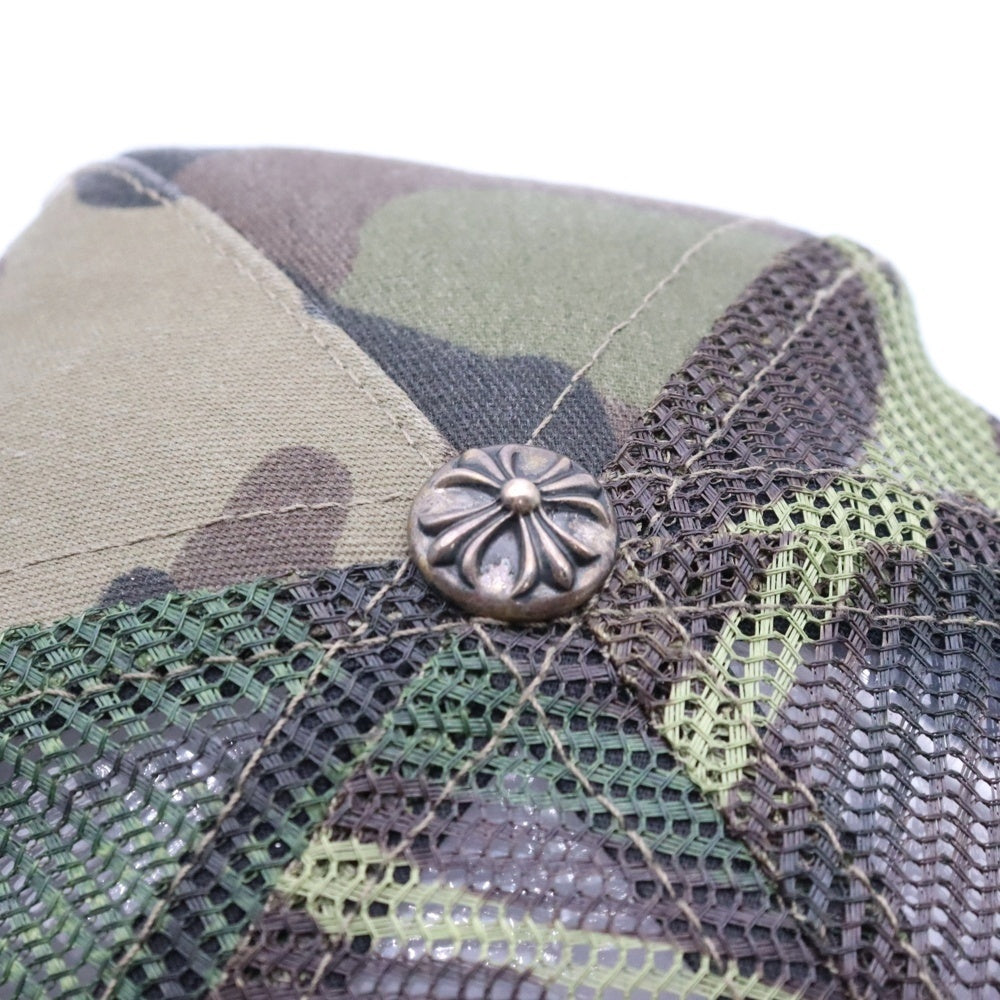 CHROME HEARTS(クロムハーツ) FUCK TRUCKER CAP CAMO FUCKパッチ カモ柄 クロスボール メッシュ トラッカーキャップ 帽子 カーキ