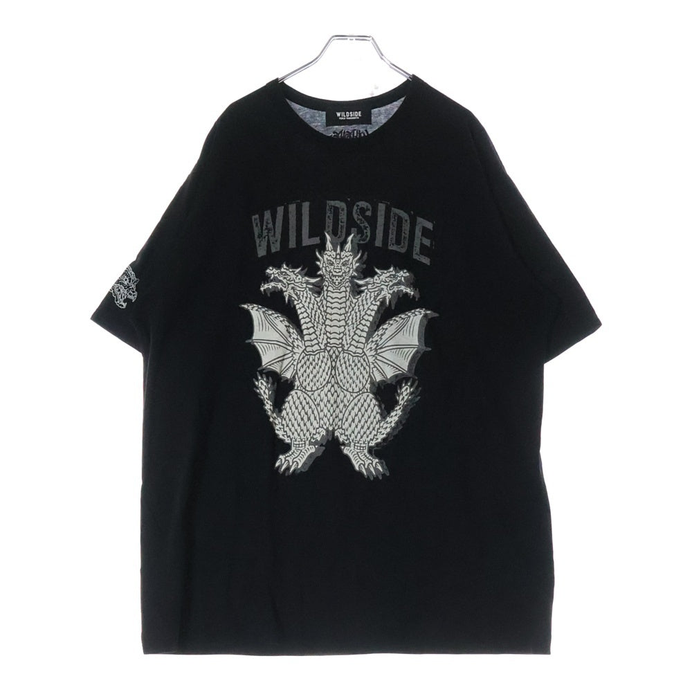 WILDSIDE YOHJI YAMAMOTO(ワイルドサイド ヨウジ ヤマモト) × IZUMONSTER Oversized T-Shirt King Ghidorah イズモンスター 半袖カットソー Tシャツ キングギドラ ブラック SM‐T71‐025