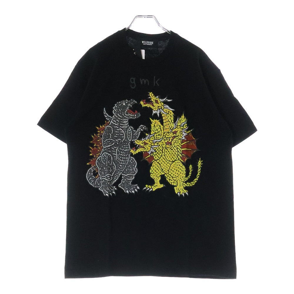 WILDSIDE YOHJI YAMAMOTO(ワイルドサイド ヨウジ ヤマモト) × IZUMONSTER GMK T-Shirt イズモンスター 半袖カットソー Tシャツ ゴジラ キングギドラ ブラック SM‐T73‐003