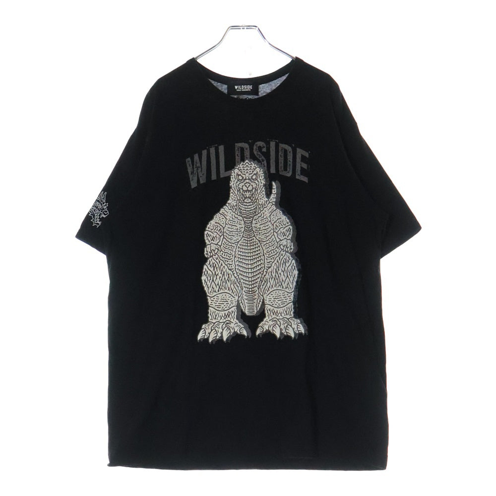 WILDSIDE YOHJI YAMAMOTO(ワイルドサイド ヨウジ ヤマモト) × IZUMONSTER Oversized T-Shirt Godzilla イズモンスター 半袖カットソーTシャツ ゴジラ ブラック SM‐T70‐025