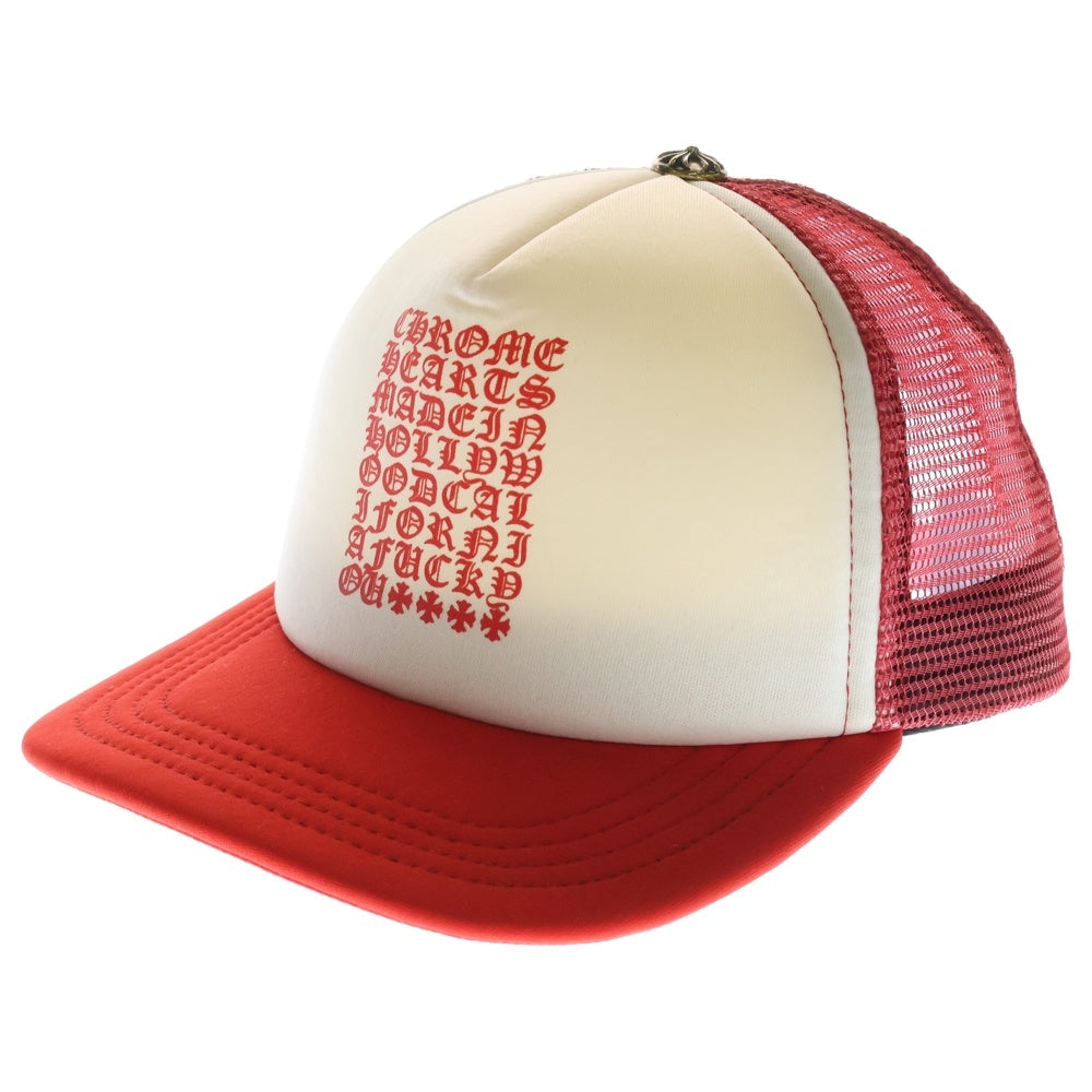 CHROME HEARTS(クロムハーツ) TRUCKER CAP 英字プリント メッシュ トラッカーキャップ 帽子 レッド