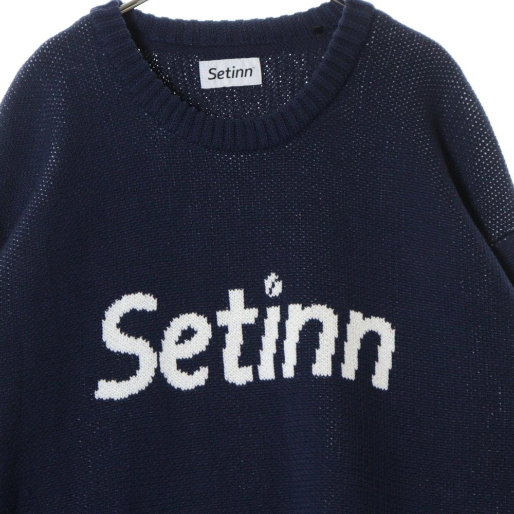 Setinn(セットイン) 24AW JACQUARD KNIT フロントロゴ クルーネック ジャガードニット セーター ネイビー 86-15-0008-147