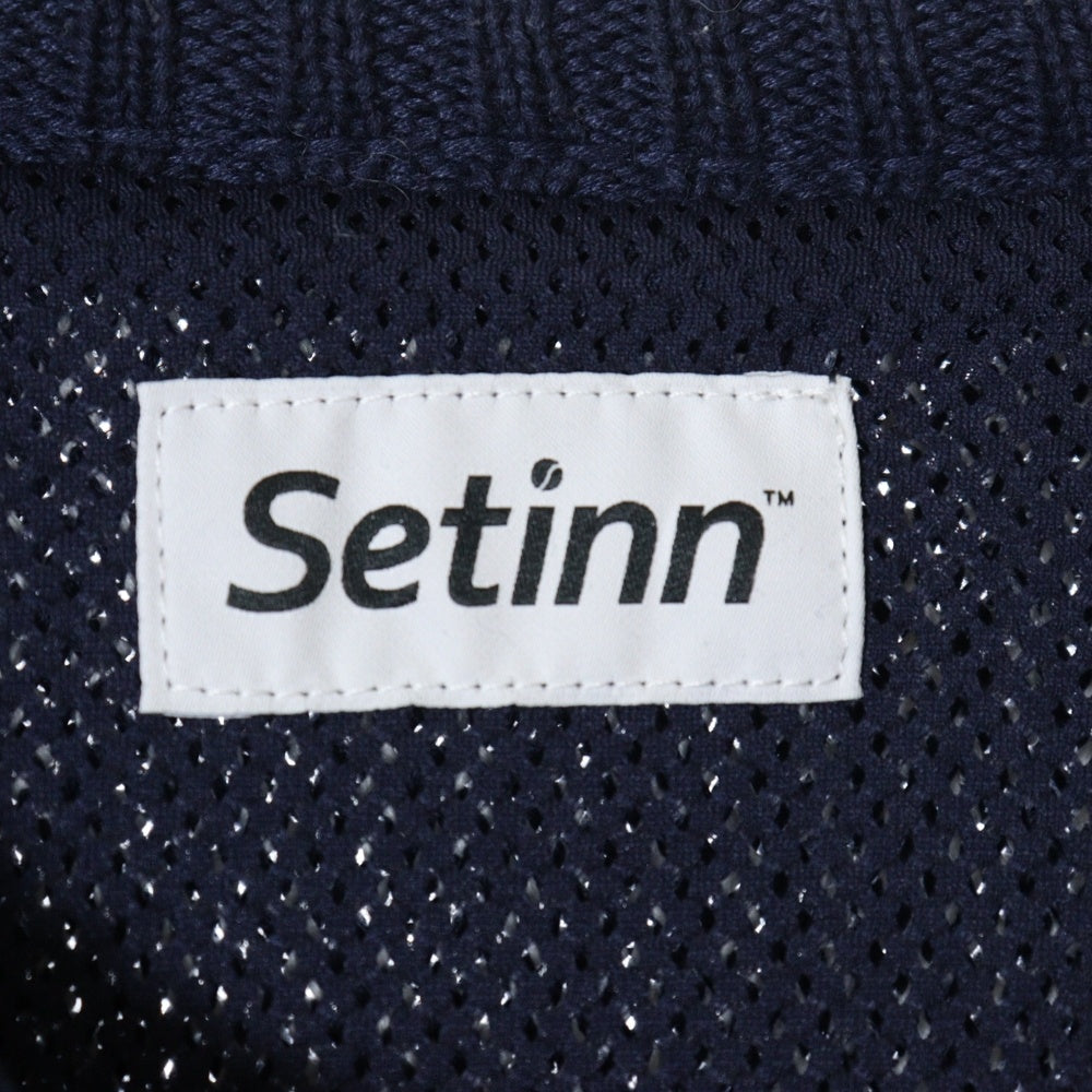 Setinn(セットイン) 24AW JACQUARD KNIT フロントロゴ クルーネック ジャガードニット セーター ネイビー 86-15-0008-147