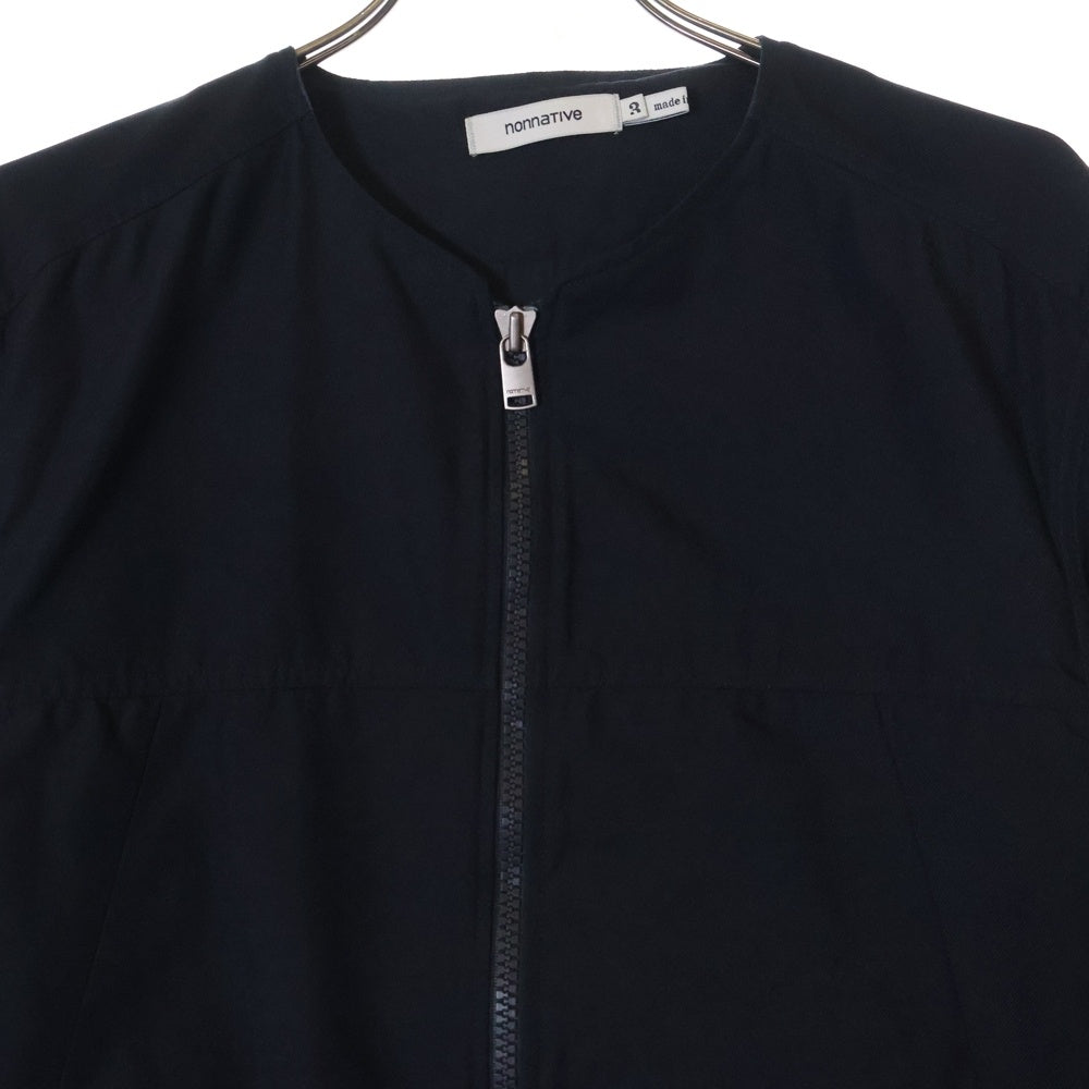 nonnative(ノンネイティブ) RIDER BLOUSON POLY TWILL SHAPE MEMORY ポリツイル ライダー ノーカラーブルゾン ジャケット ネイビー NN-J3914