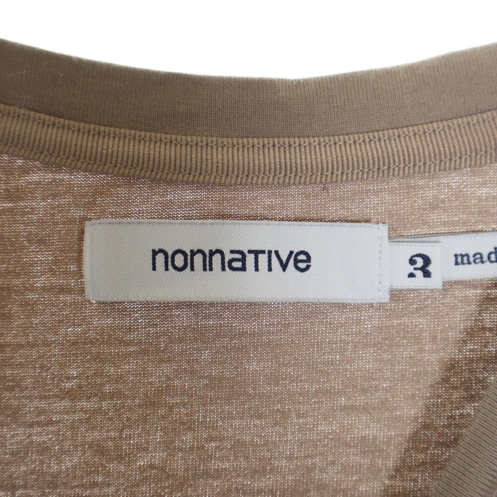 nonnative(ノンネイティブ) CLERK S/S TEE COTTON JERSEY クラーク コットンジャージー クルーネック 半袖Tシャツ カットソー ベージュ NN-C3928