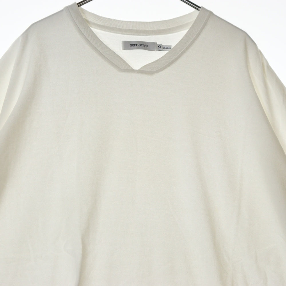 nonnative(ノンネイティブ) CLERK S/S V NECK TEE クラーク Vネック コットン 半袖Tシャツ カットソー ホワイト NN-C4230