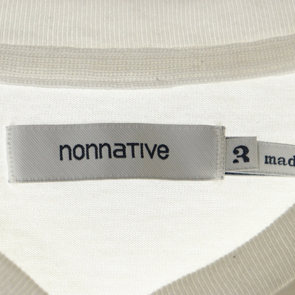 nonnative(ノンネイティブ) CLERK S/S V NECK TEE クラーク Vネック コットン 半袖Tシャツ カットソー ホワイト NN-C4230