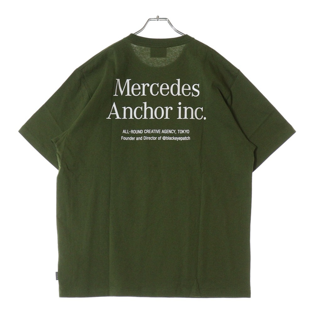 Mercedes Anchor Inc.(メルセデスアンカーインク) フロントロゴプリント 胸ポケット クルーネック コットン 半袖Tシャツ カットソー グリーン ANC24TE09