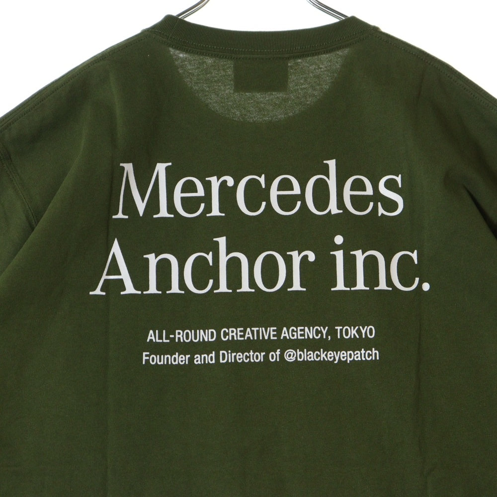 Mercedes Anchor Inc.(メルセデスアンカーインク) フロントロゴプリント 胸ポケット クルーネック コットン 半袖Tシャツ カットソー グリーン ANC24TE09