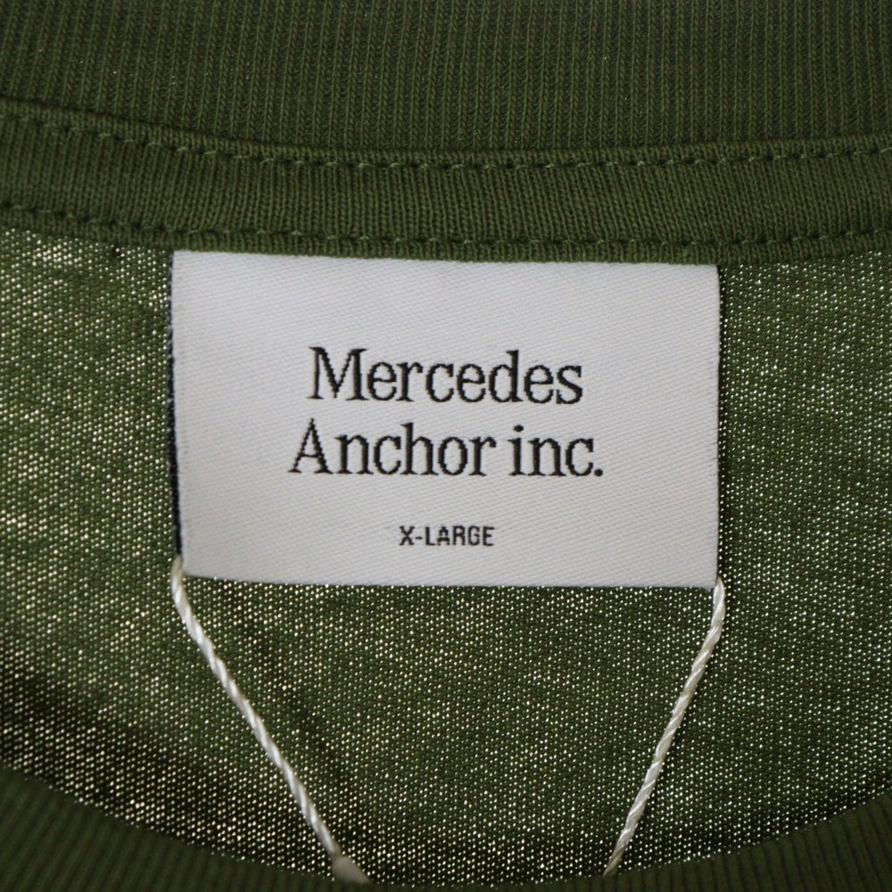 Mercedes Anchor Inc.(メルセデスアンカーインク) フロントロゴプリント 胸ポケット クルーネック コットン 半袖Tシャツ カットソー グリーン ANC24TE09