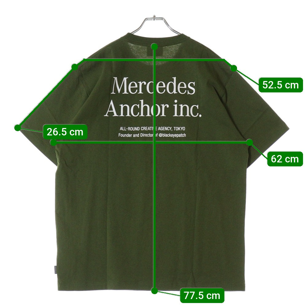 Mercedes Anchor Inc.(メルセデスアンカーインク) フロントロゴプリント 胸ポケット クルーネック コットン 半袖Tシャツ カットソー グリーン ANC24TE09