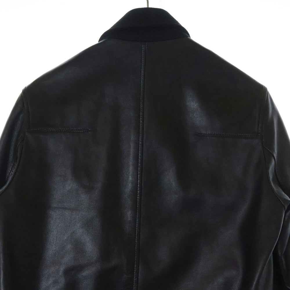 Dior HOMME(ディオールオム) ウールナイロン切替 ジップアップ ラムレザージャケット ブラック 333L440V0166