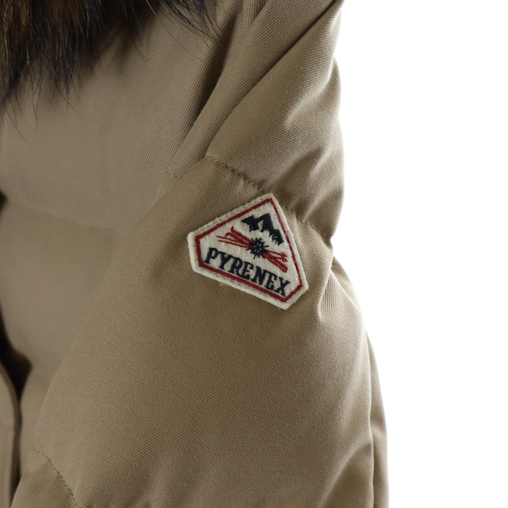 PYRENEX(ピレネックス) GRENOBLE グルノーブル ラクーンファー フーデッド ダウンコート ベージュ レディース HWK037