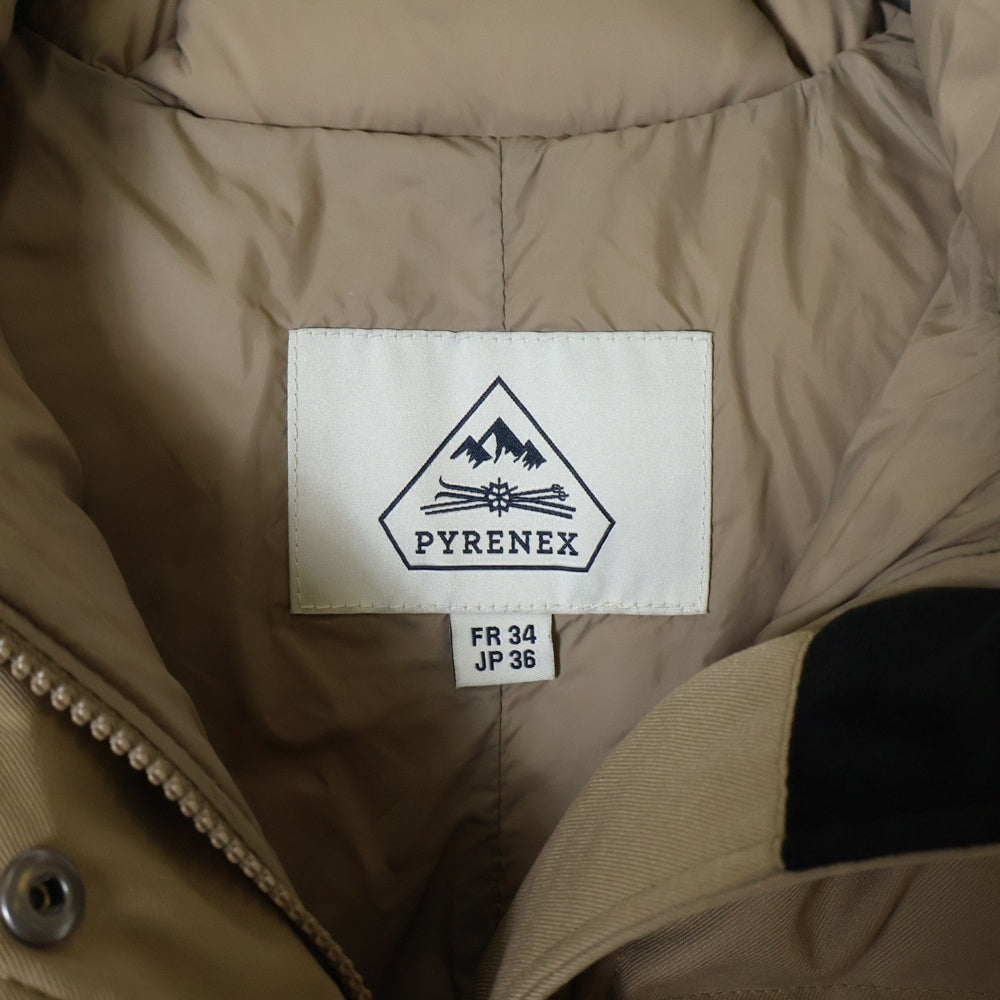 PYRENEX(ピレネックス) GRENOBLE グルノーブル ラクーンファー フーデッド ダウンコート ベージュ レディース HWK037