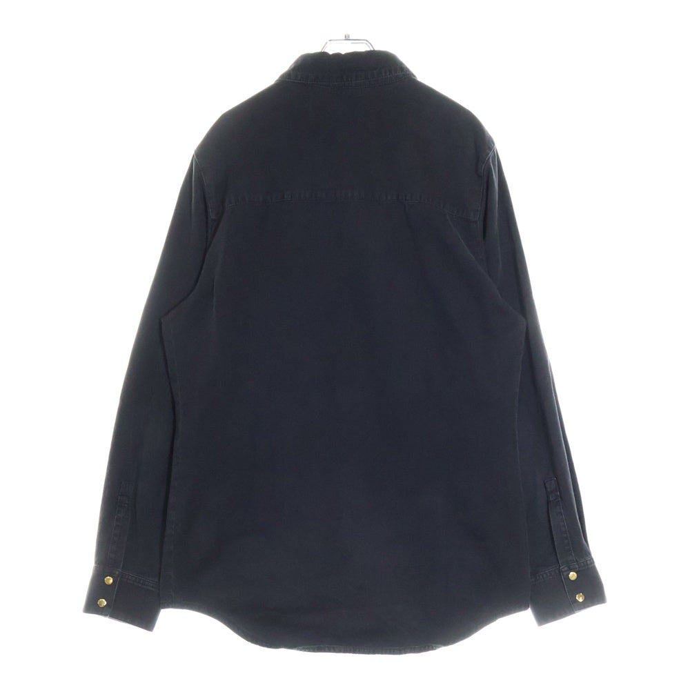 GUCCI(グッチ) 21SS WASHED ORGANIC DENIM SHIRT ウォッシュドオーガニック ホースビット シェリーラインポケット メタルボタン デニムシャツ ブラック 626480 XDBJD