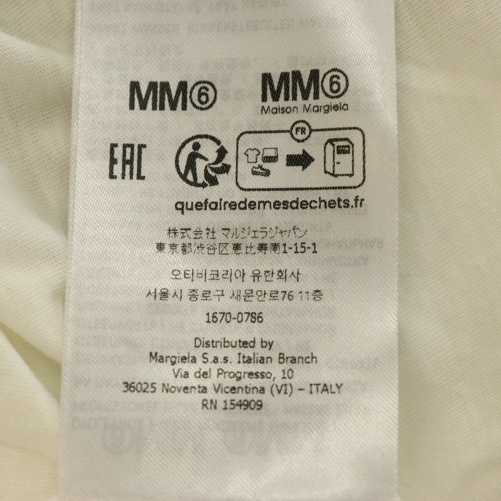 MM6 Maison Margiela(エムエムシックスメゾンマルジェラ) 25SS スネークカレンダーロゴ クルーネック コットン 半袖Tシャツ カットソー ホワイト レディース S62GD0196 S24312