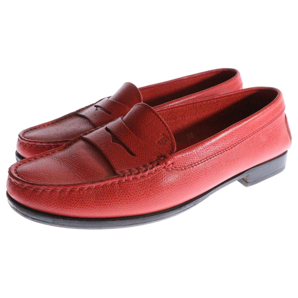 TOD'S(トッズ) モカシン レザー ドライビング コインローファー レッド レディース