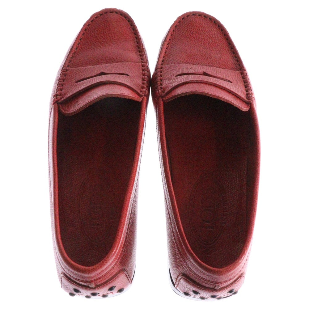 TOD'S(トッズ) モカシン レザー ドライビング コインローファー レッド レディース