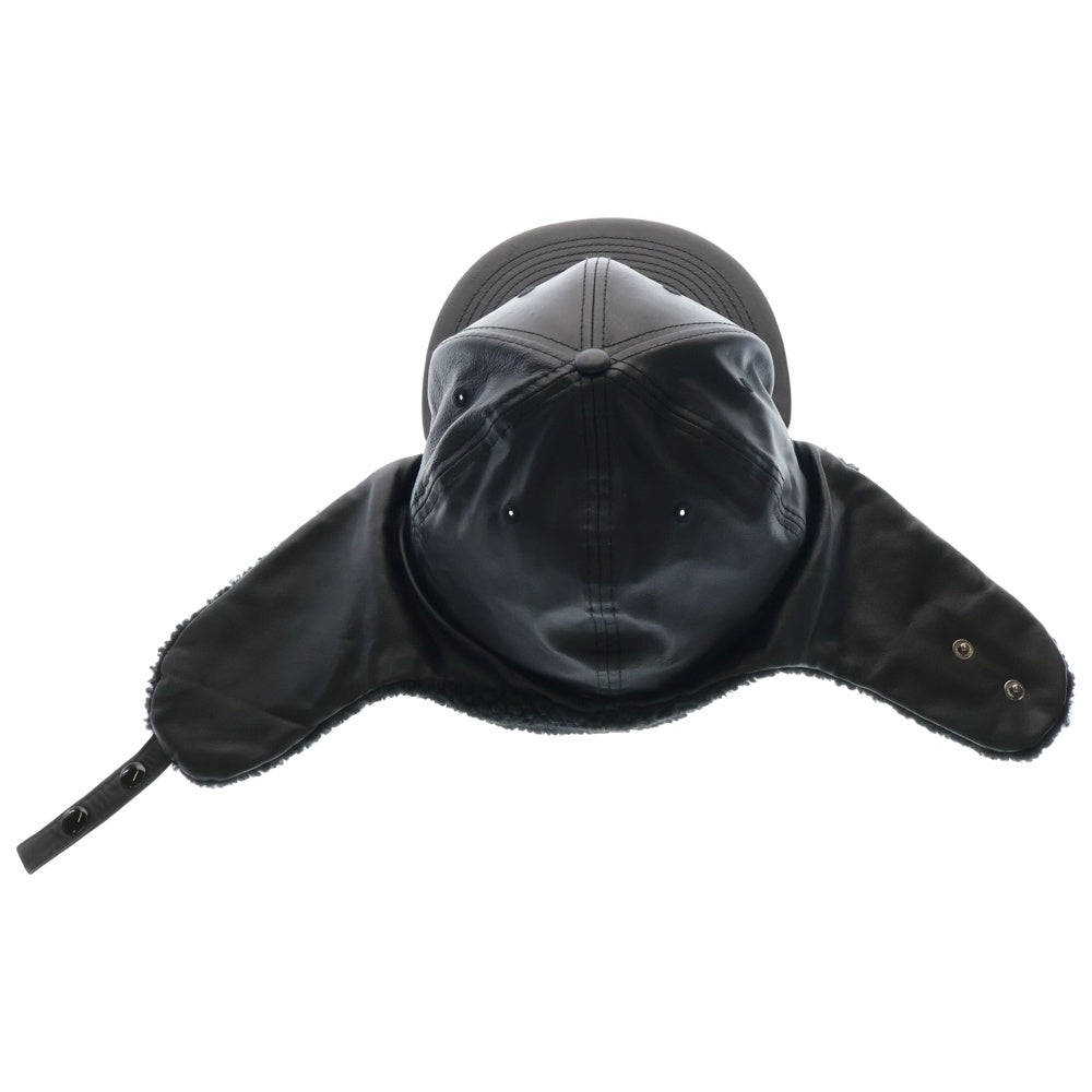 SUPREME(シュプリーム) 22AW ×NEW ERA Leather Earflap Box Logo レザー イヤーフラップ ボックスロゴ フライトキャップ 帽子 ブラック G2708032022