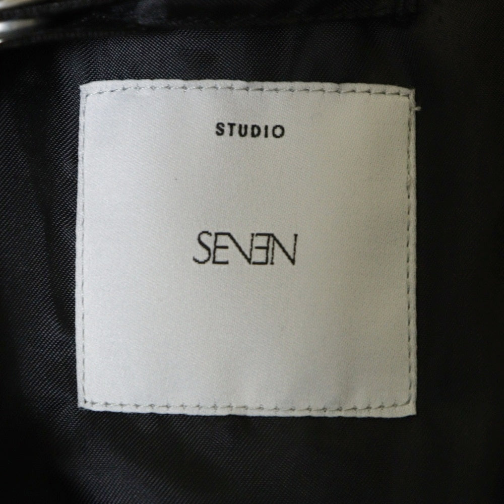 STUDIO SEVEN(スタジオセブン) バックロゴ エンブロイダリー ベルテッド フライトジャケット ナイロン MA-1 ブルゾン ブラック 79863642