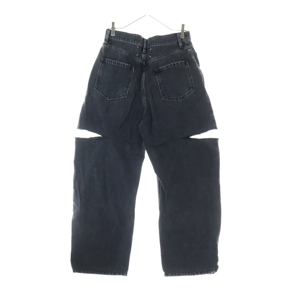 Maison Margiela 1(メゾンマルジェラ) 23AW スラッシュディテール カットアウト デニムパンツ ジーンズ ブラック S51LA0051 S30743