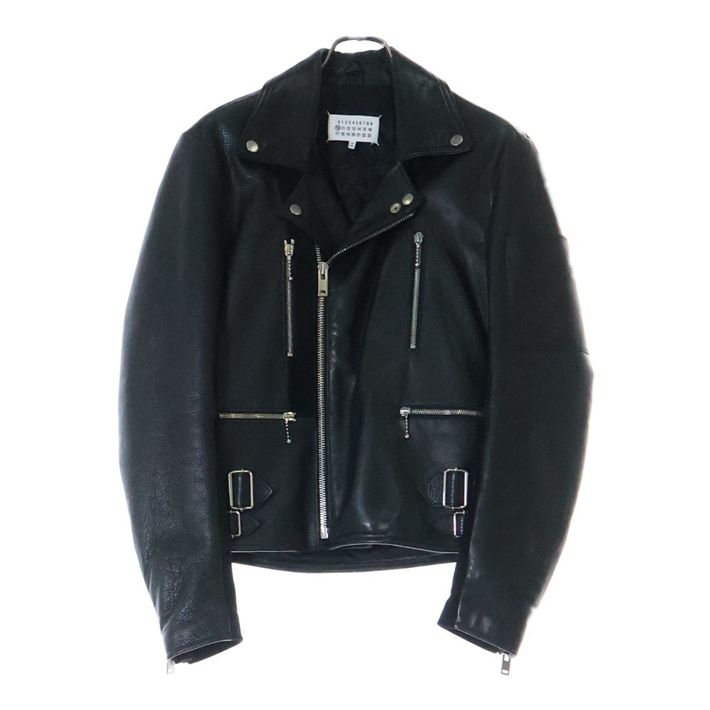 Maison Margiela 10(メゾン マルジェラ) 15AW スエード切替 レザー パッチワーク ダブル ライダースジャケット ブラック S50AM0237 SX9250