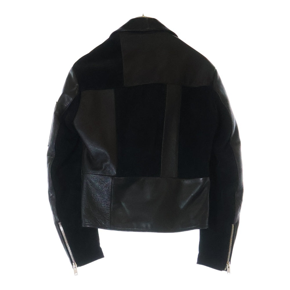 Maison Margiela 10(メゾン マルジェラ) 15AW スエード切替 レザー パッチワーク ダブル ライダースジャケット ブラック S50AM0237 SX9250