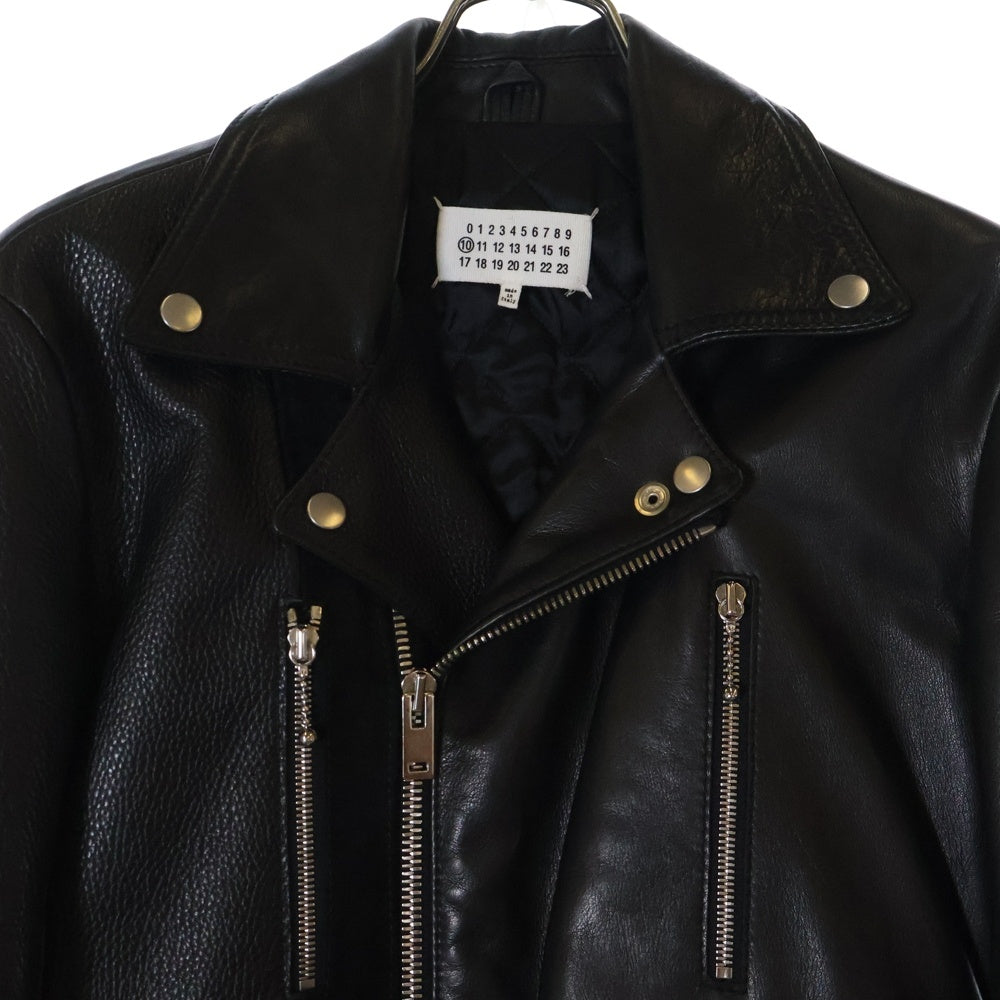 Maison Margiela 10(メゾン マルジェラ) 15AW スエード切替 レザー パッチワーク ダブル ライダースジャケット ブラック S50AM0237 SX9250