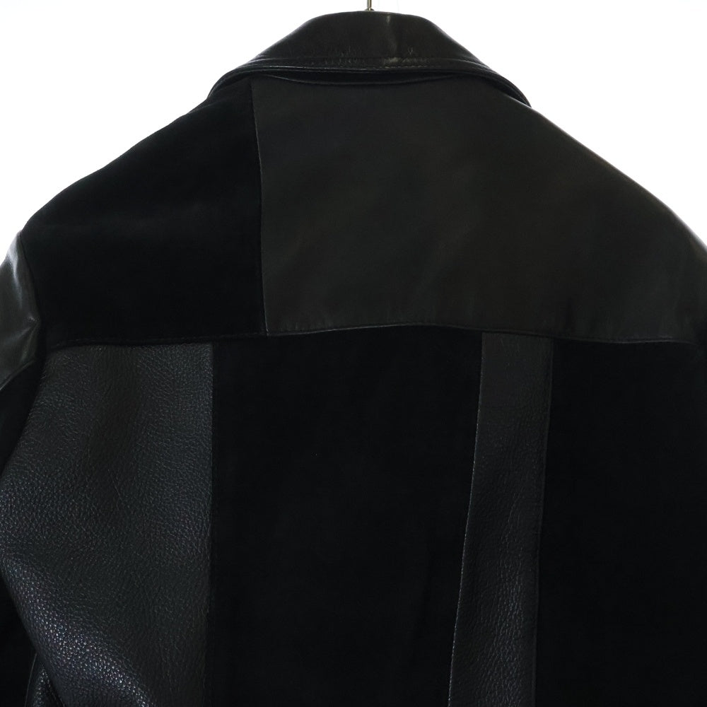 Maison Margiela 10(メゾン マルジェラ) 15AW スエード切替 レザー パッチワーク ダブル ライダースジャケット ブラック S50AM0237 SX9250