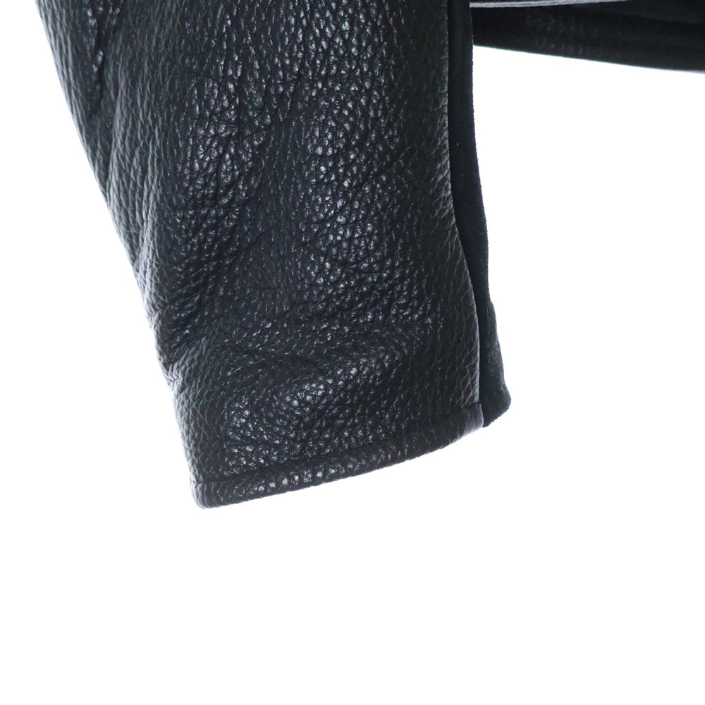 Maison Margiela 10(メゾン マルジェラ) 15AW スエード切替 レザー パッチワーク ダブル ライダースジャケット ブラック S50AM0237 SX9250