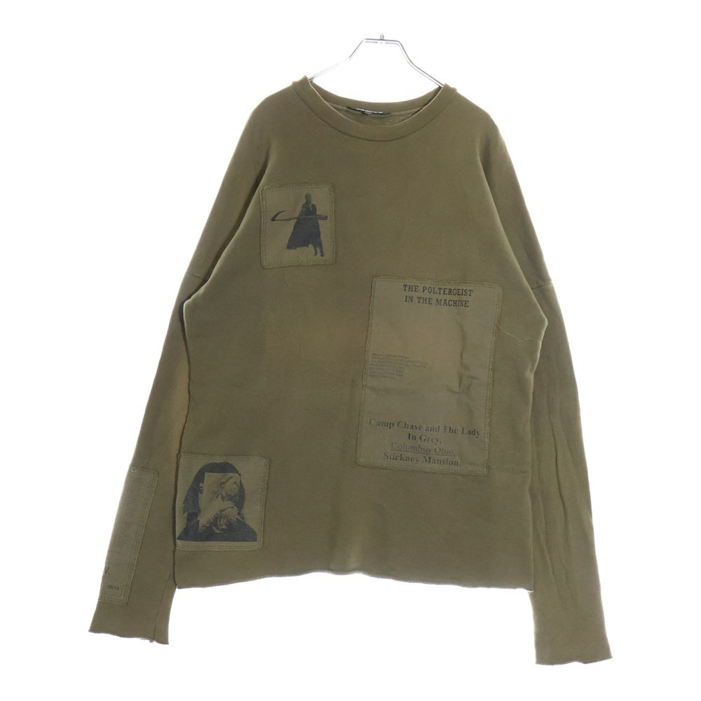 RAF SIMONS(ラフシモンズ) 05AW ARCHIVE アーカイブ ポルターガイスト期 パッチワークデザイン プルオーバースウェットトレーナー カーキ