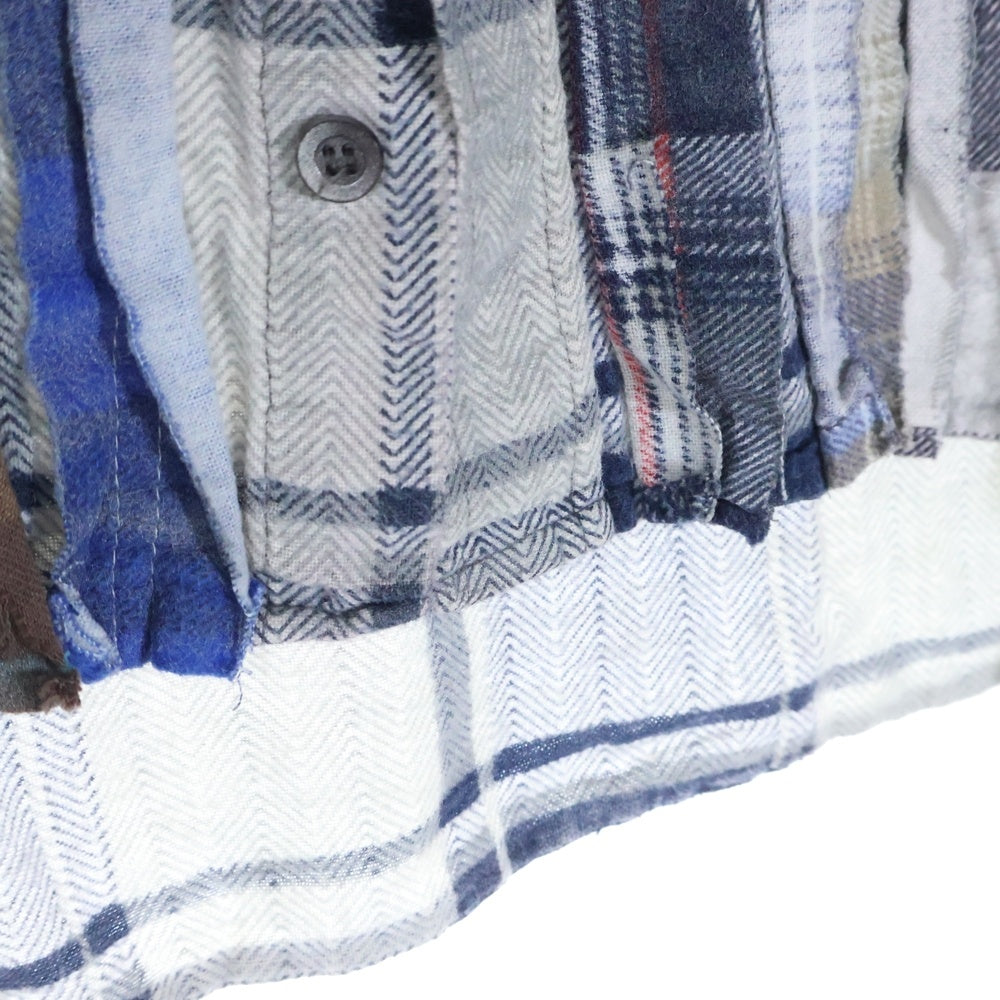 Rebuild by needles(リビルドバイニードルス) Flannnel Ribbon Wide Shirt 再構築 パッチワーク フランネル リメイク チェック 長袖シャツ マルチ LQ314