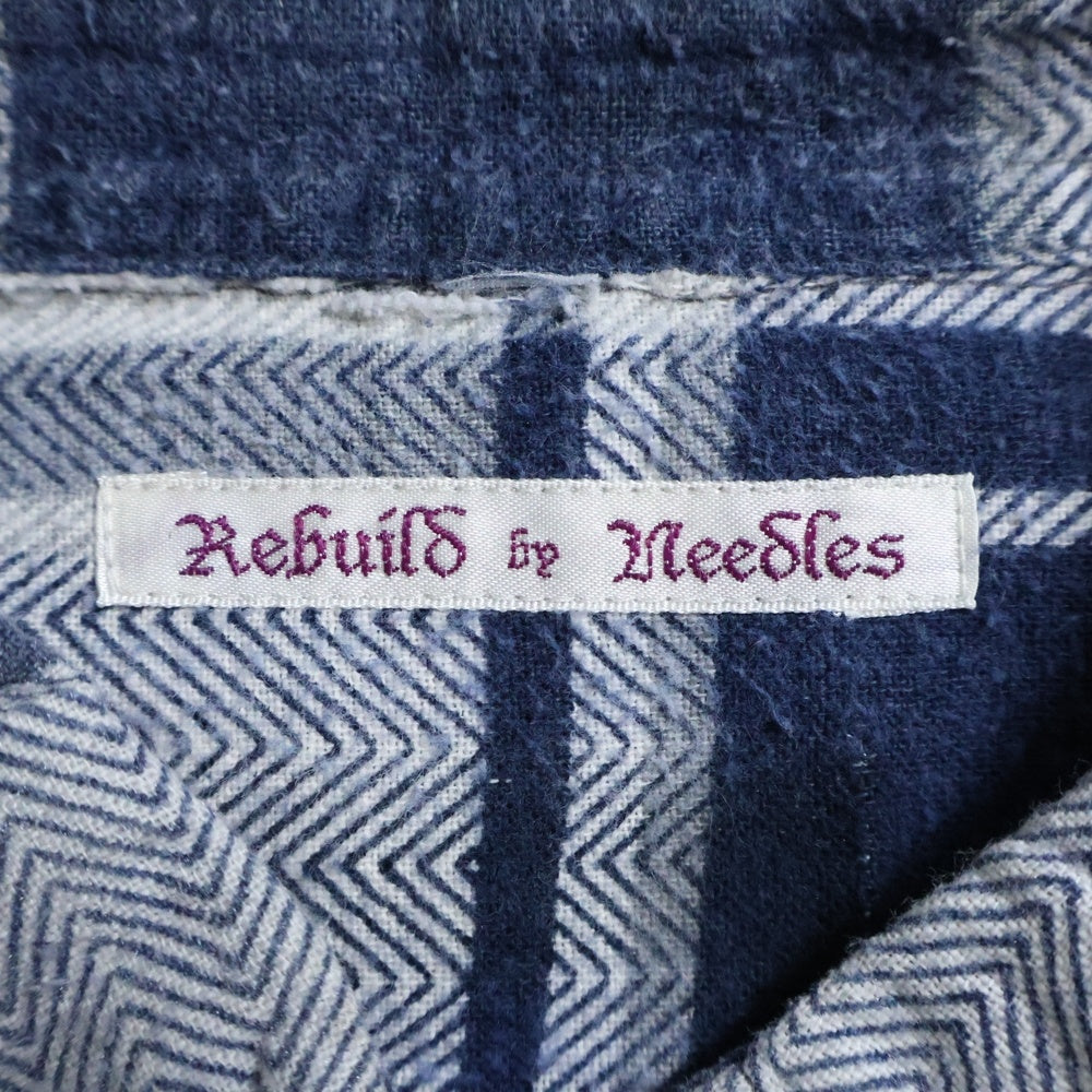 Rebuild by needles(リビルドバイニードルス) Flannnel Ribbon Wide Shirt 再構築 パッチワーク フランネル リメイク チェック 長袖シャツ マルチ LQ314