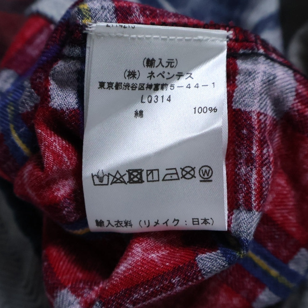 Rebuild by needles(リビルドバイニードルス) Flannnel Ribbon Wide Shirt 再構築 パッチワーク フランネル リメイク チェック 長袖シャツ マルチ LQ314