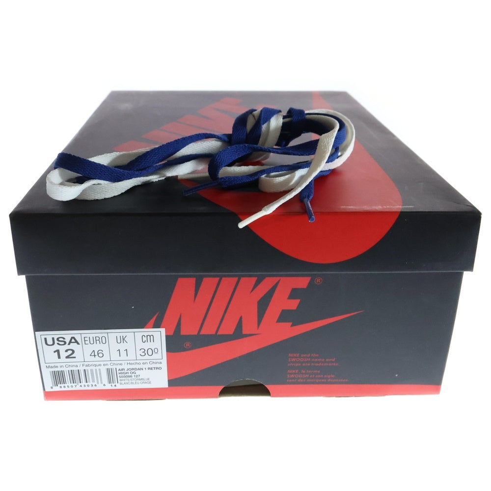 NIKE(ナイキ) AIR JORDAN 1 RETRO HIGH OG STORM BLUE エアジョーダン 1 レトロハイ ストームブルー ハイカットスニーカー ブルー/ホワイト US12/30cm 555088‐127