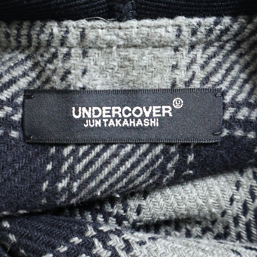 UNDERCOVER(アンダーカバー) 23AW ハンドビーズ ポーラ ボアフード ネルチェックシャツ ブラック/グレー UC2C4403