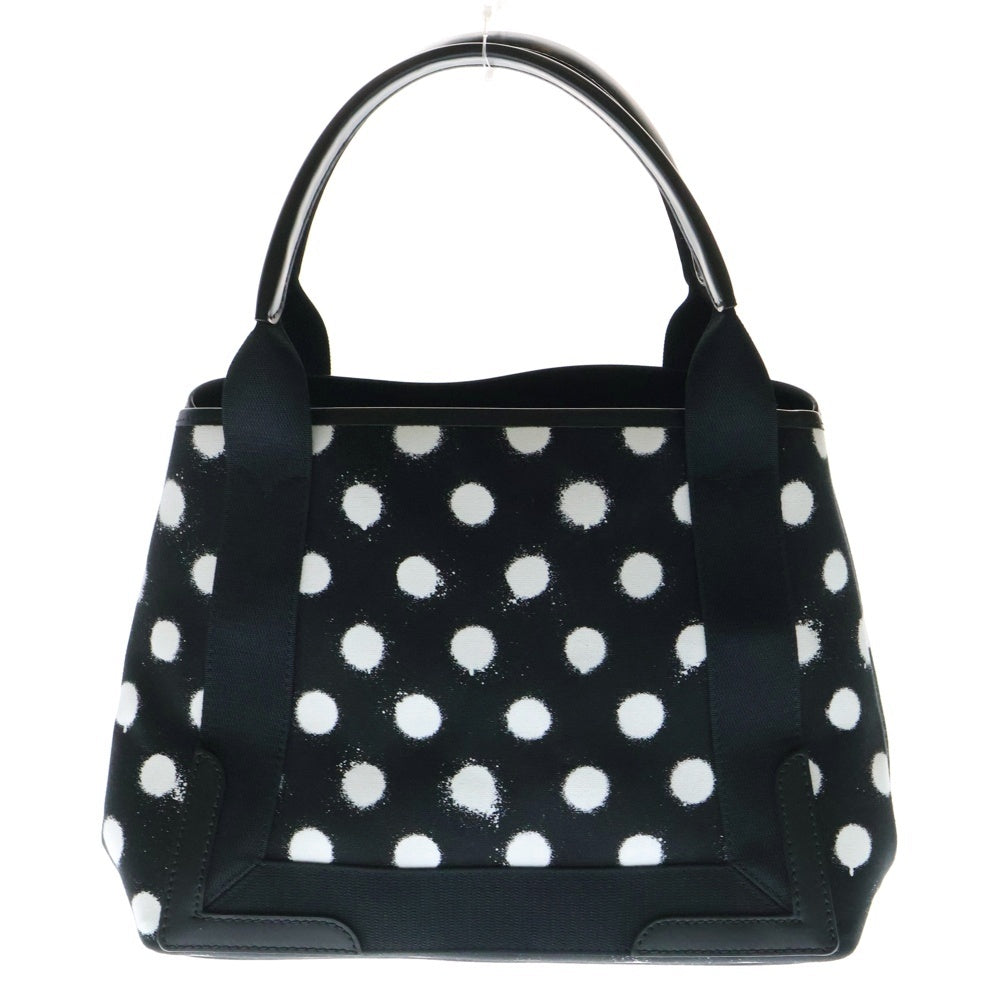 BALENCIAGA(バレンシアガ) NAVY CABAS S ネイビーカバス ポーチ付き ドット フロントロゴ キャンバス ハンドバッグ ブラック レディース 339933 1097